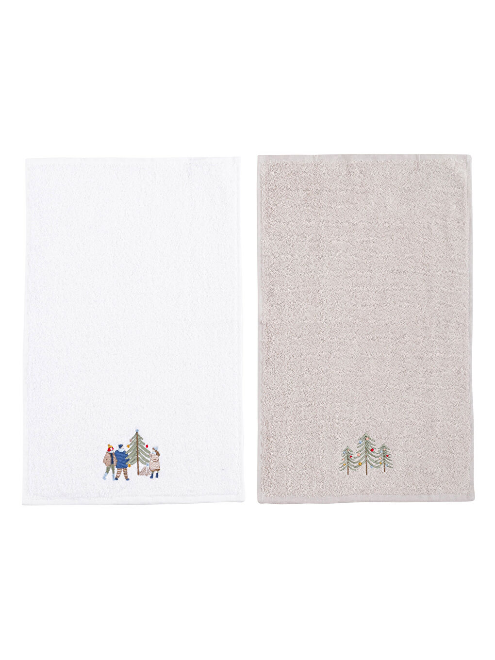 Beyaz Ağaç Nakışlı El Havlusu 30x50 cm-5