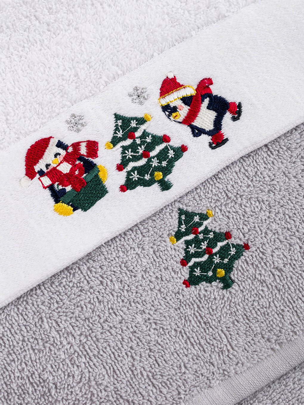 Beyaz Yılbaşı Temalı El Havlusu 2'li 30x50 cm-3