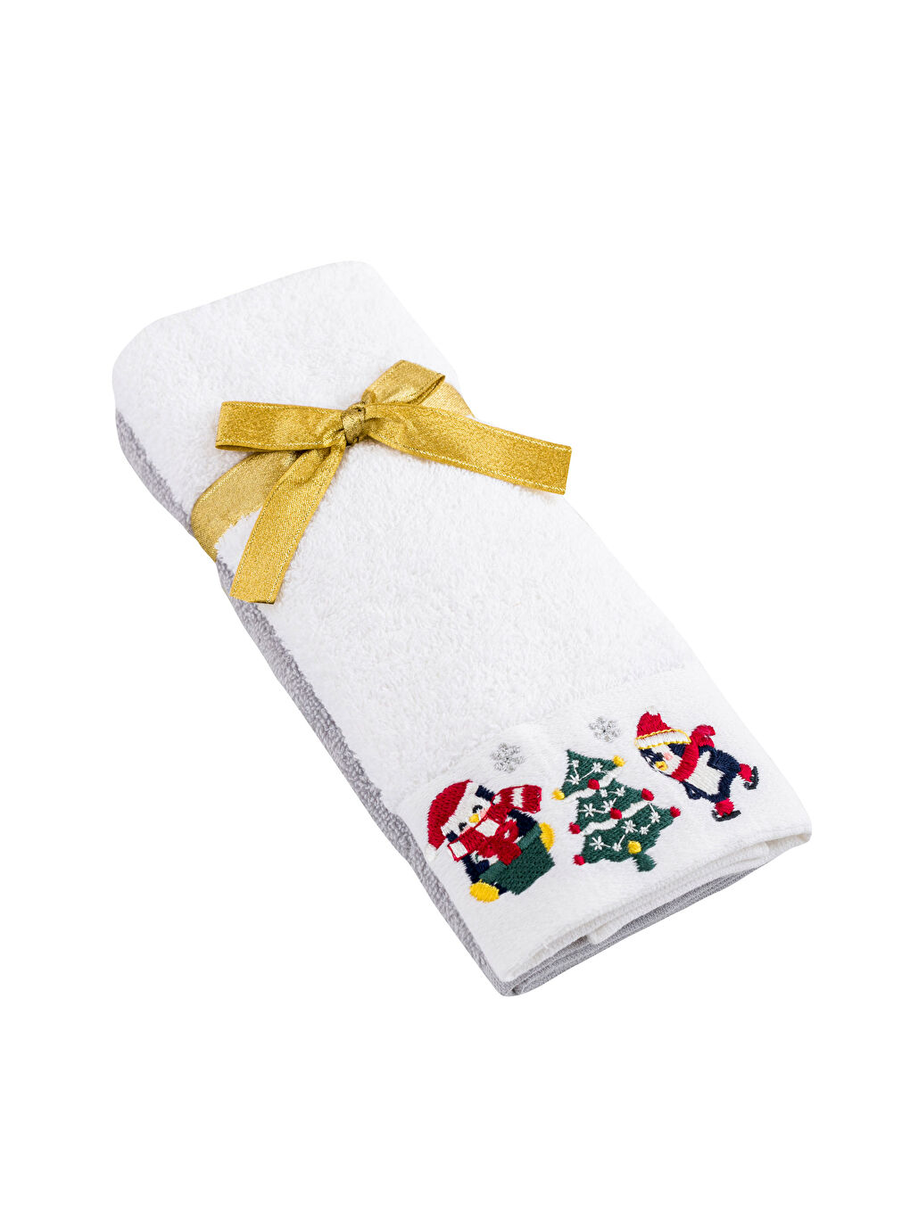 Beyaz Yılbaşı Temalı El Havlusu 2'li 30x50 cm-4