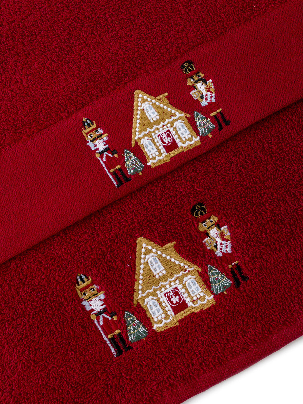 Kırmızı Yılbaşı Temalı Yüz Havlusu 2'li 50x80 cm-3