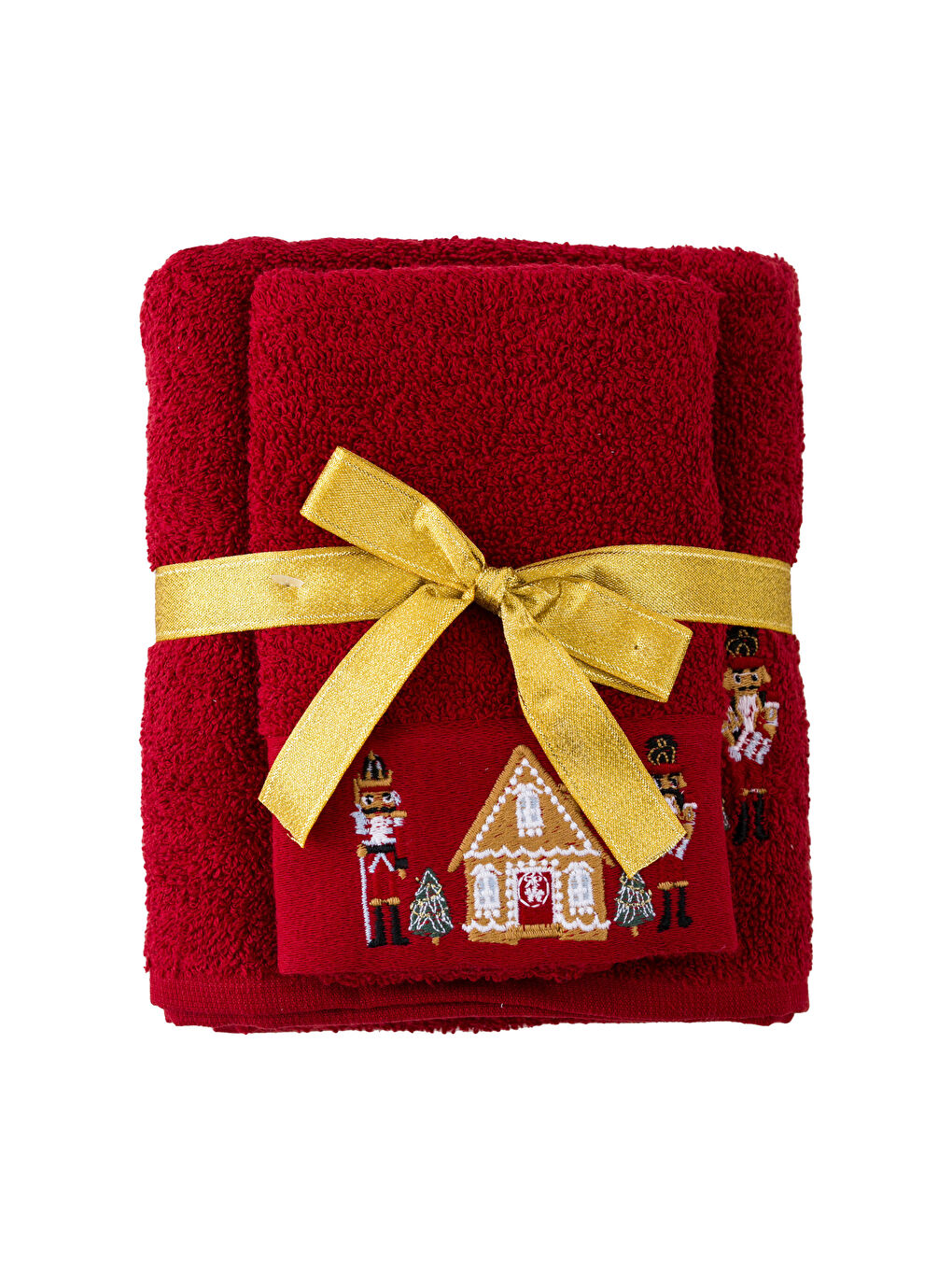 Kırmızı Yılbaşı Temalı Yüz Havlusu 2'li 50x80 cm-4