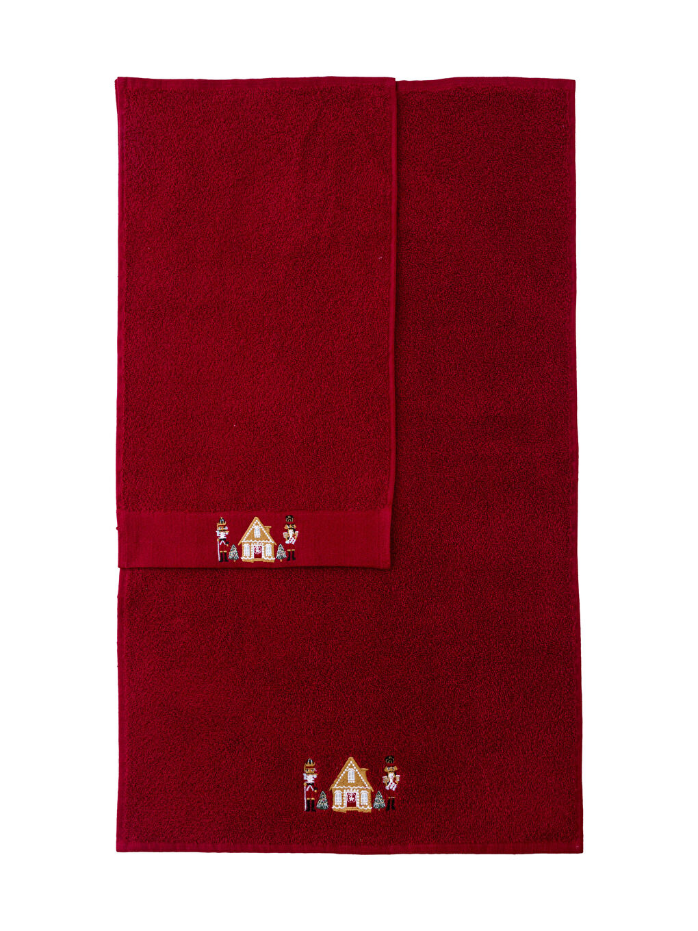 Kırmızı Yılbaşı Temalı Yüz Havlusu 2'li 50x80 cm-5