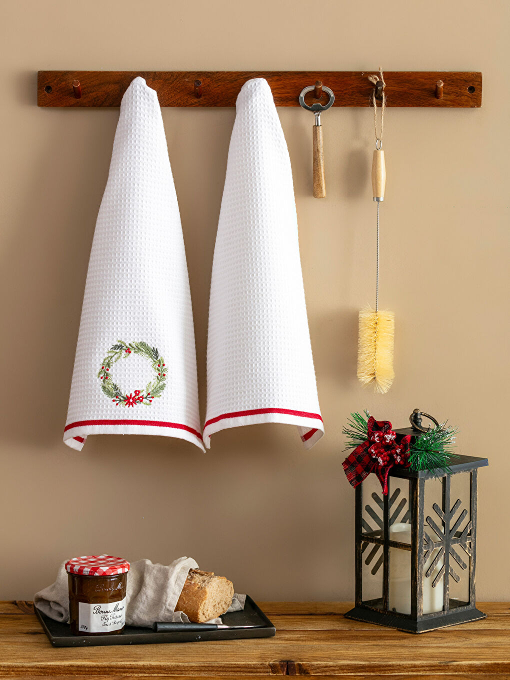 LCW HOME Floral Embroidered Tea Towel 2 Pack 40x50 cm -W3HG18Z8-J5E