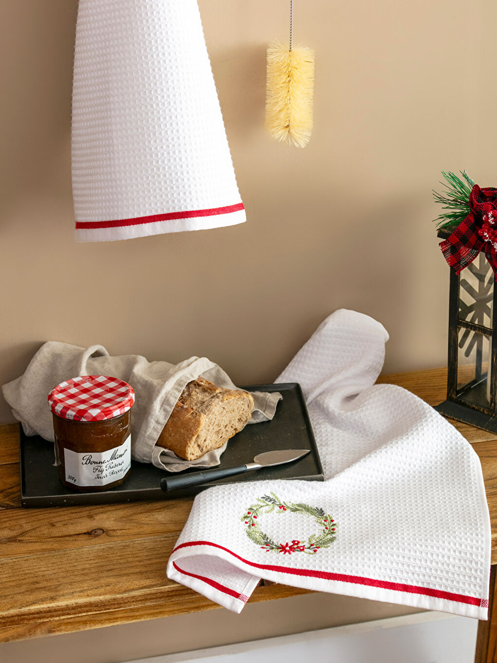 LCW HOME Floral Embroidered Tea Towel 2 Pack 40x50 cm -W3HG18Z8-J5E