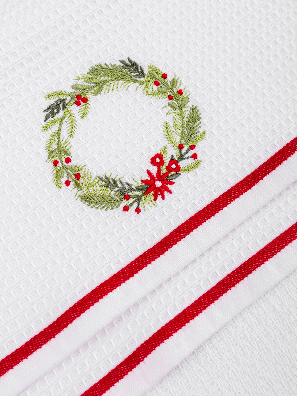 LCW HOME Floral Embroidered Tea Towel 2 Pack 40x50 cm -W3HG18Z8-J5E