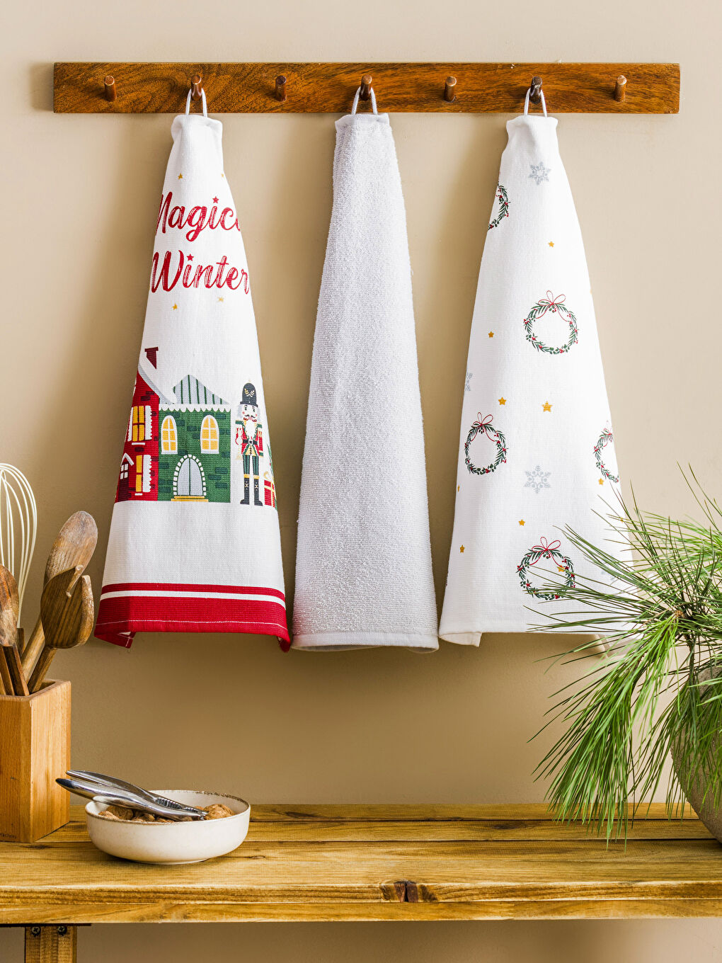 ნიმუშიანი ჩაის პირსახოცი 3-ცალიანი პაკეტი 40x50 სმ