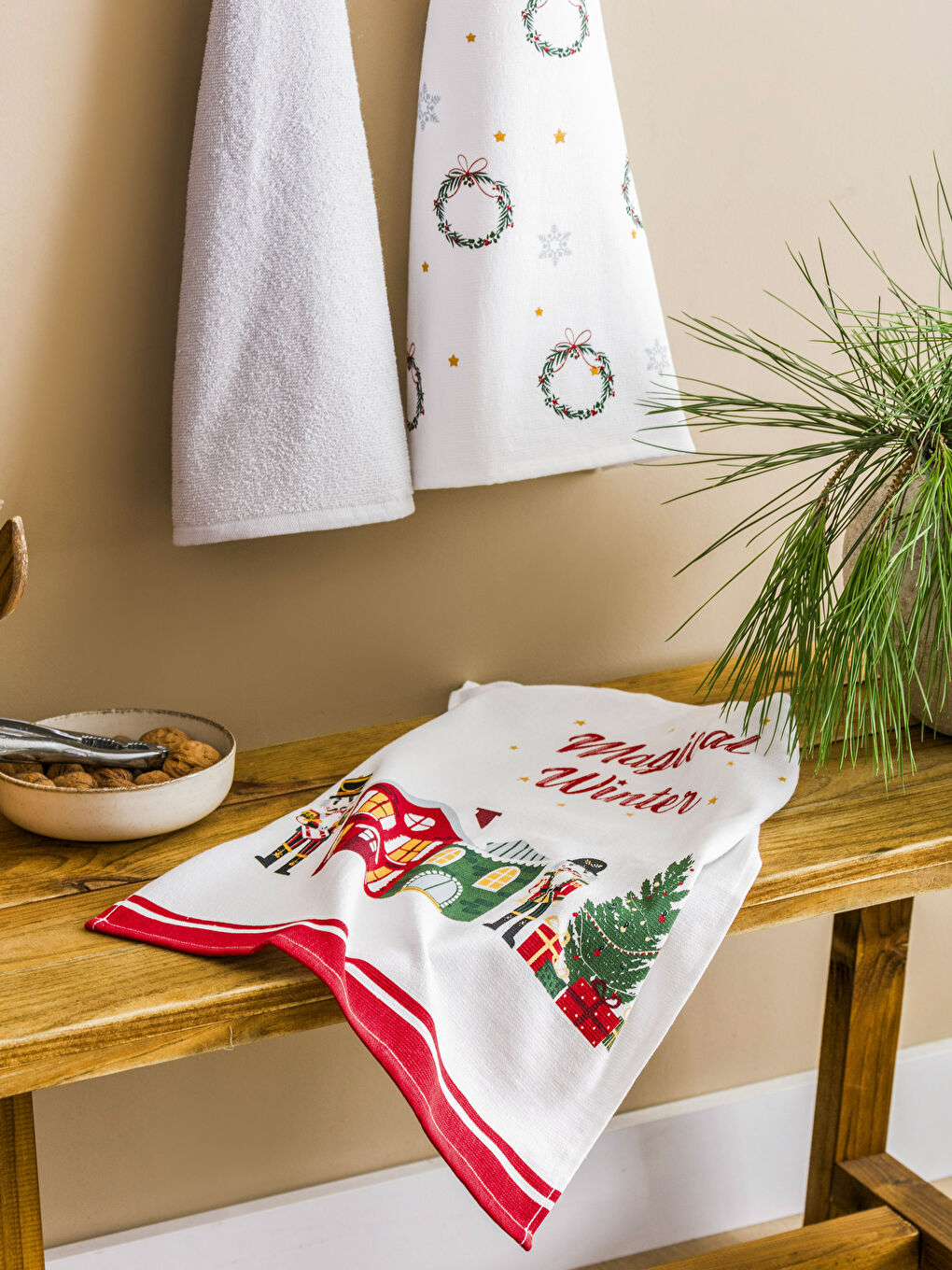 ნიმუშიანი ჩაის პირსახოცი 3-ცალიანი პაკეტი 40x50 სმ-1