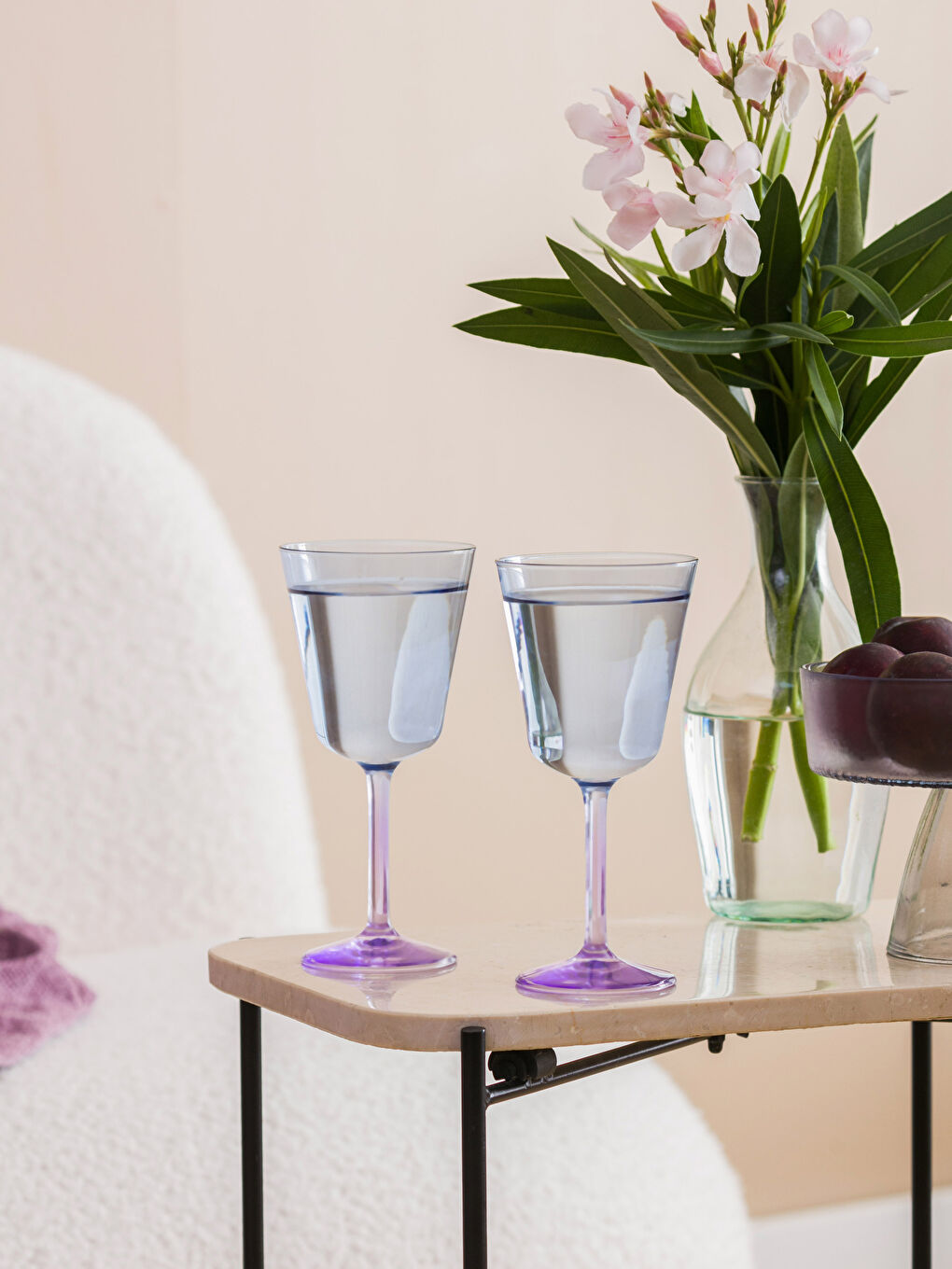 Karışık Renkli Ayaklı Su Bardağı Seti 2'li 280 ml