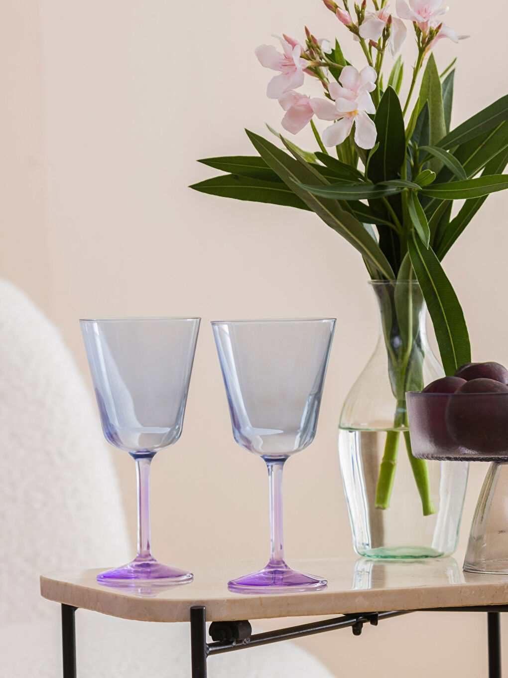 Karışık Renkli Ayaklı Su Bardağı Seti 2'li 280 ml-1