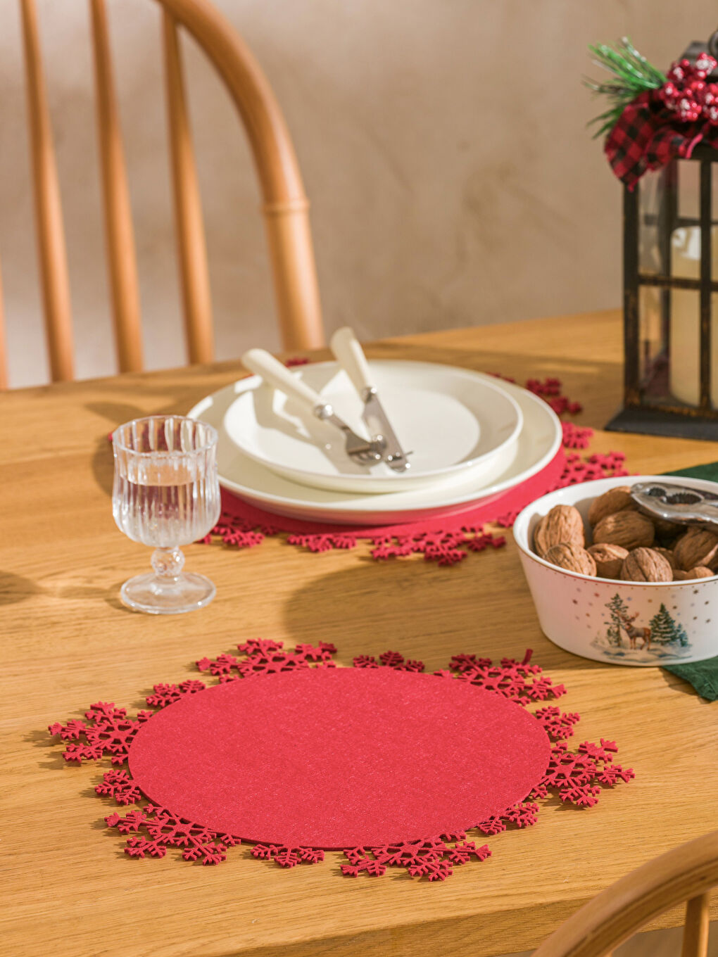 Snowflake Patterned 2-Piece Placemat 30x30 Cm