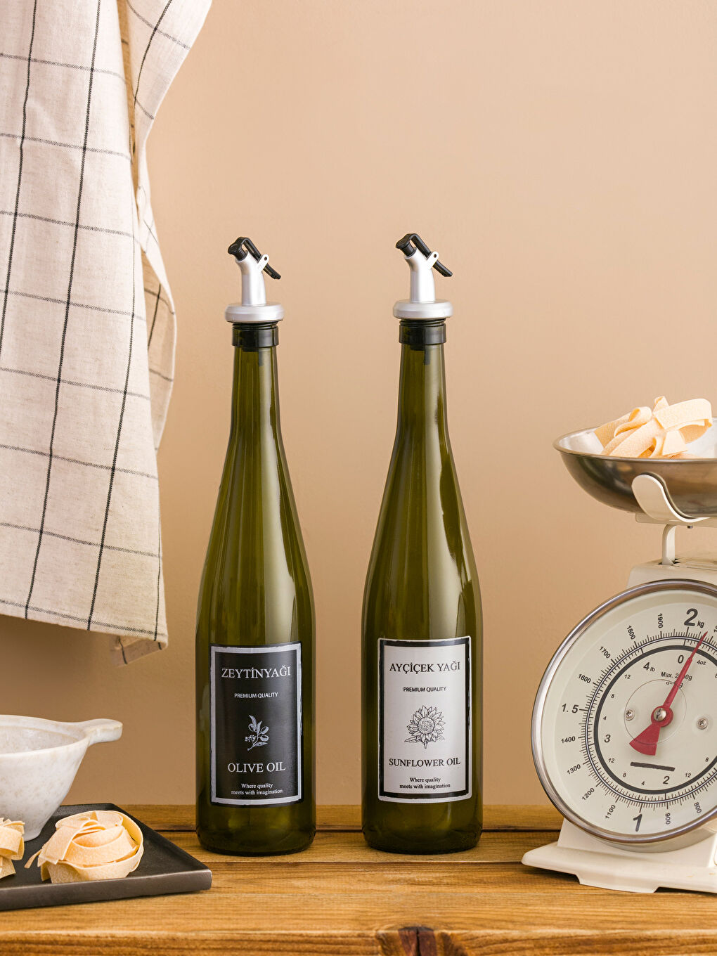 Yeşil Cam Kapaklı Yağdanlık 2'li 750 ml