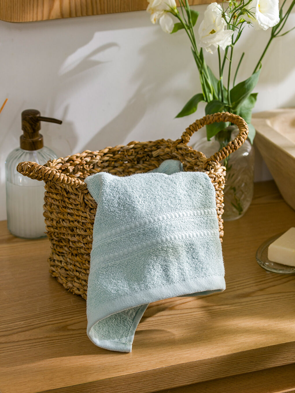 Yeşil Pamuklu Yüz Havlusu 50x80 cm