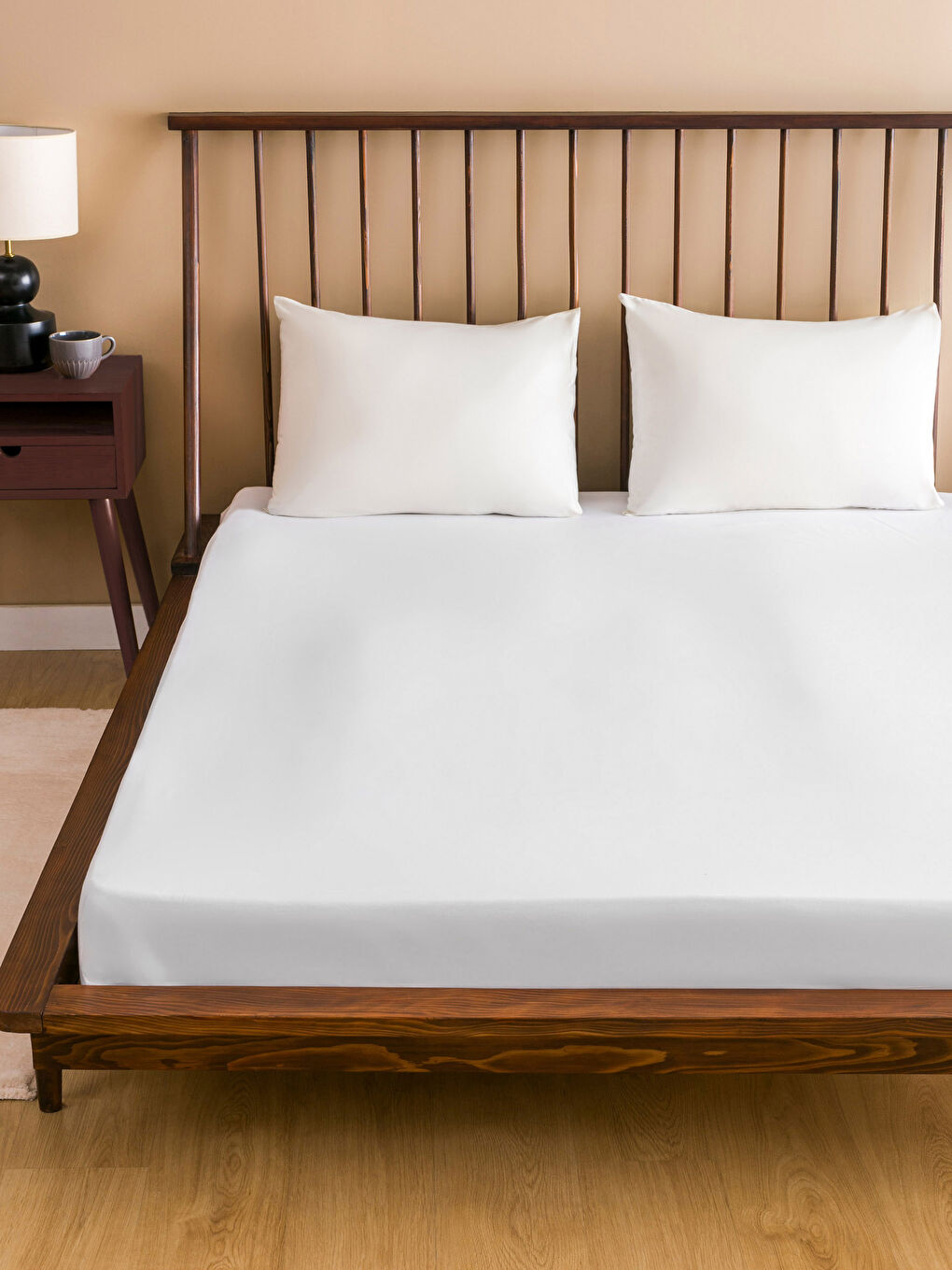 Plain Cotton Fitted Double Bed Sheet 160x200x30 cm