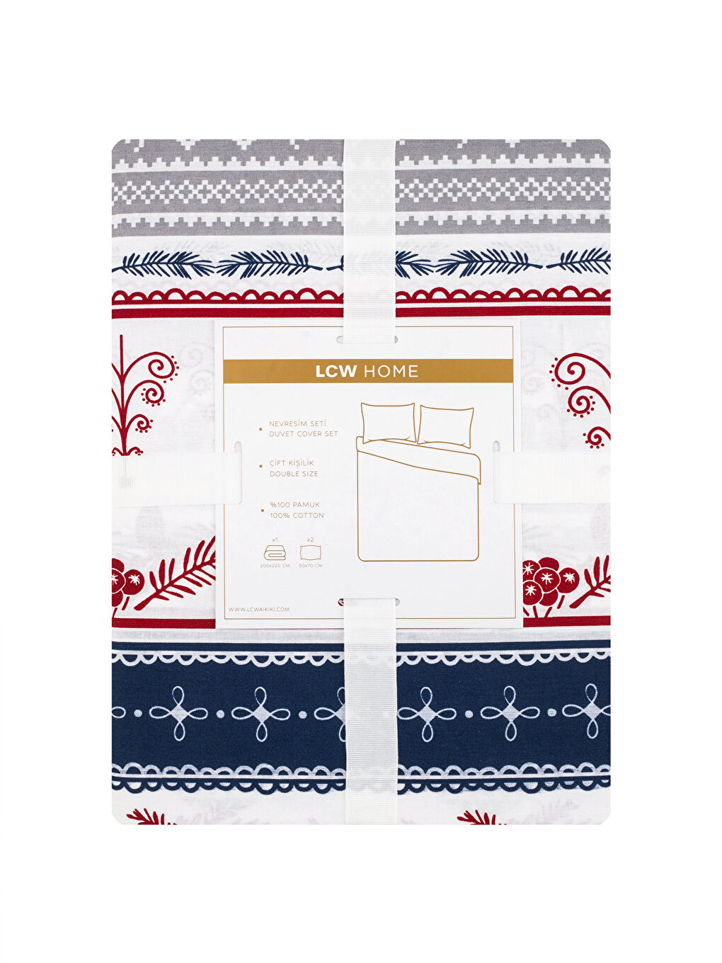 LCW HOME New Year Themed Double-Sided Duvet Cover Set -W3HP24Z8-F9C