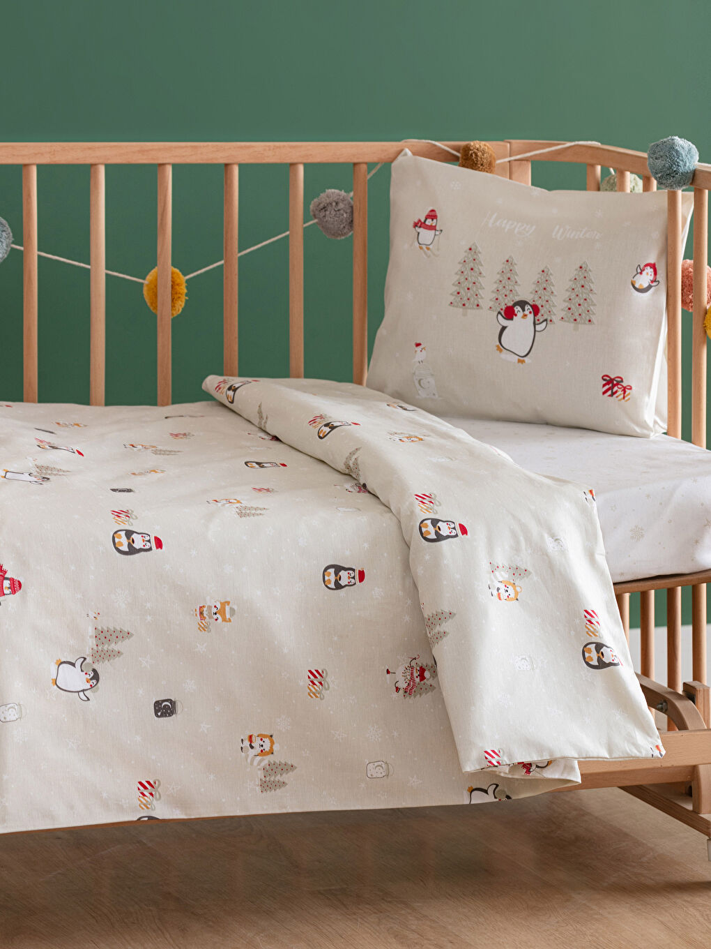 ნაბეჭდი ნაქსოვი ბავშვის დუვეტის საფარის სრული კომპლექტი