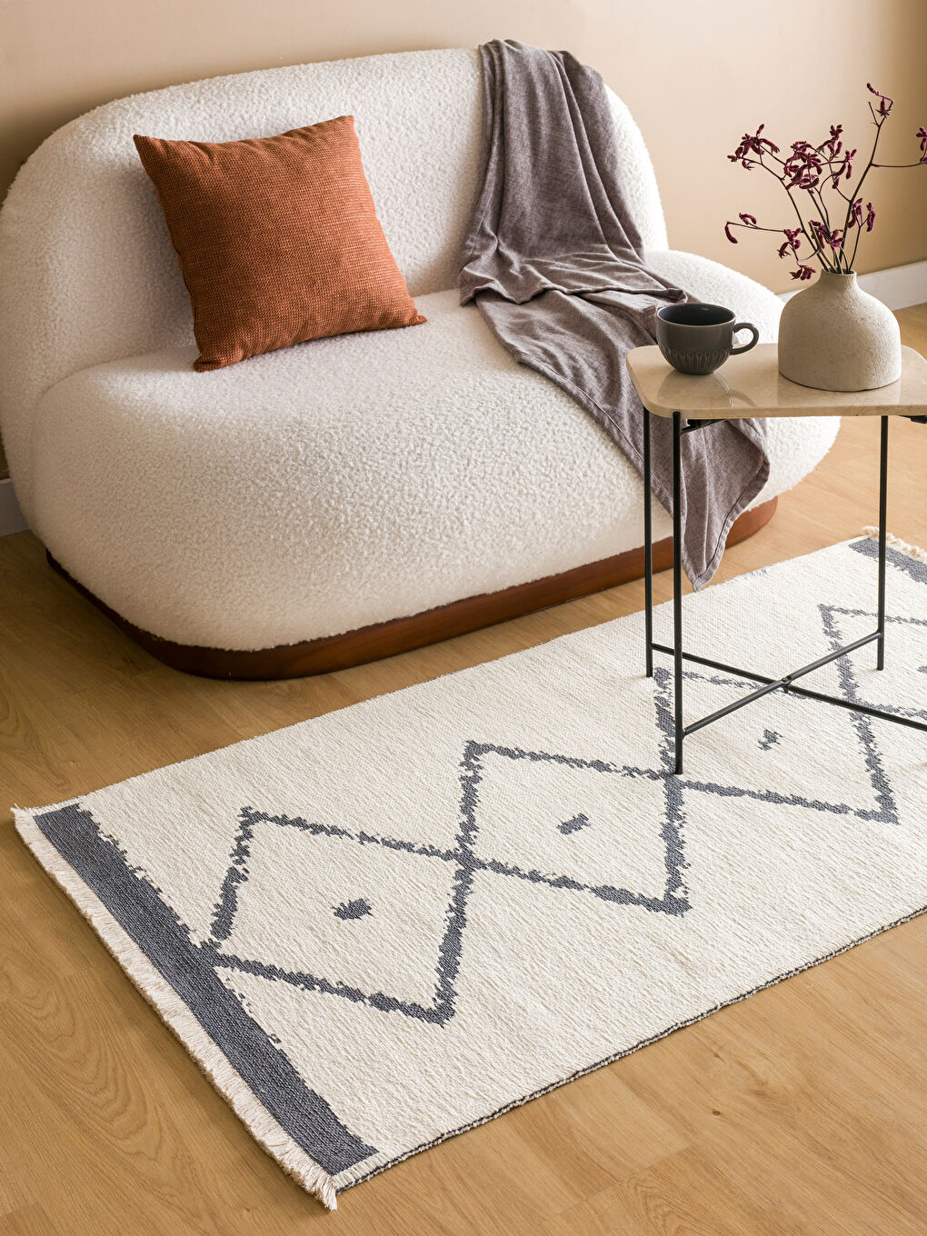 Gri Desenli Çift Taraflı Halı 80x150 cm-1