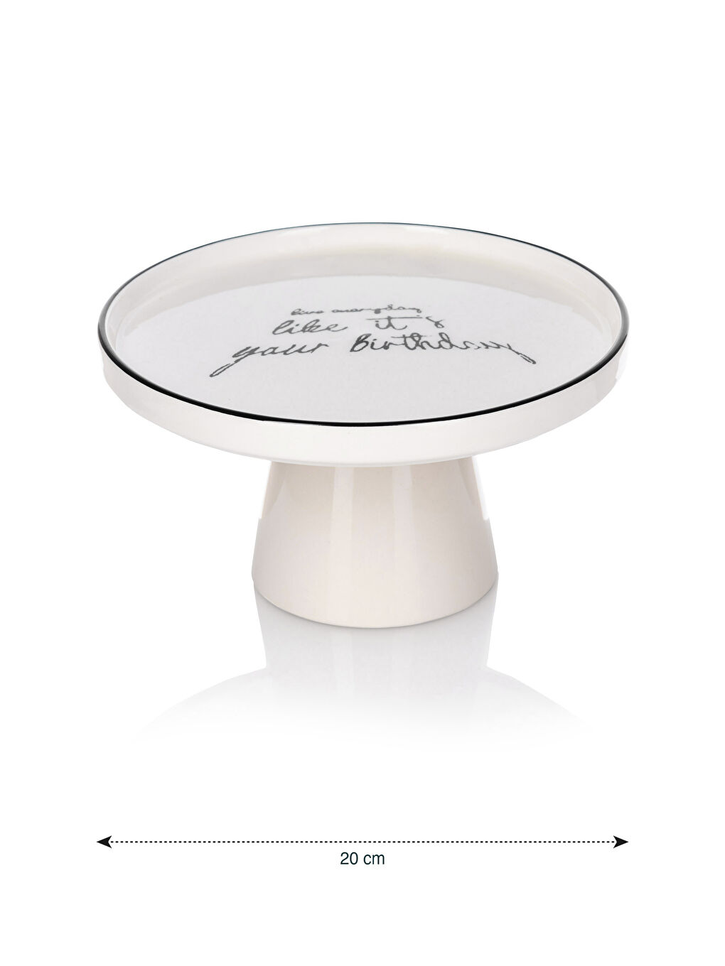 Siyah Seramik Ayaklı Kek Standı 20 cm-3