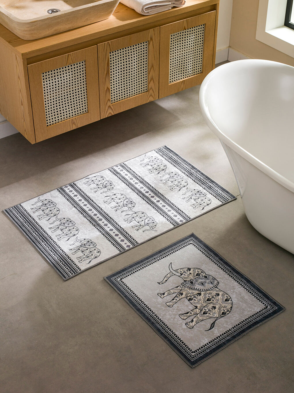 Elephant Printed Bath Mat 2 Pack