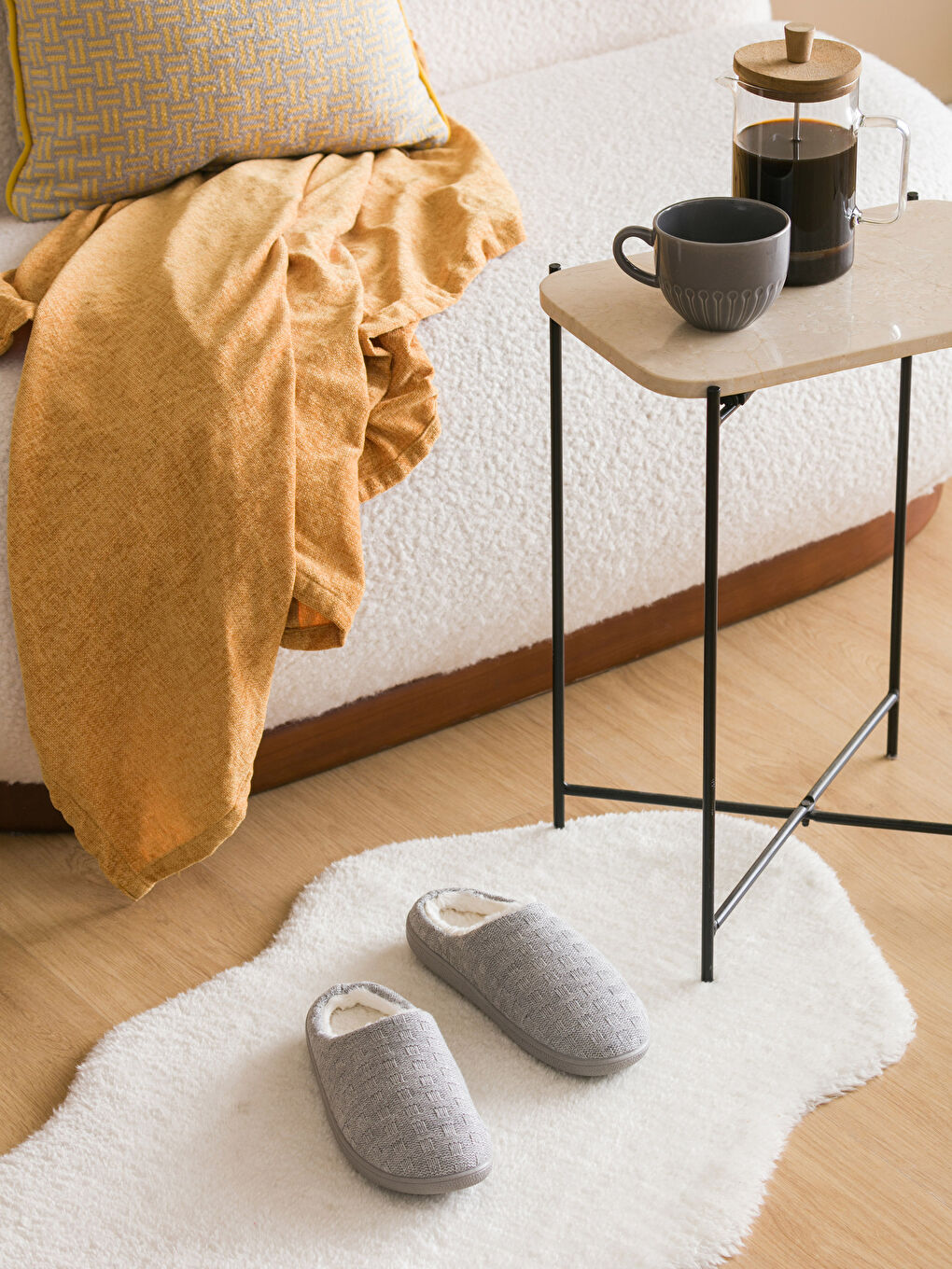 Gri Triko Kadın Ev Terliği