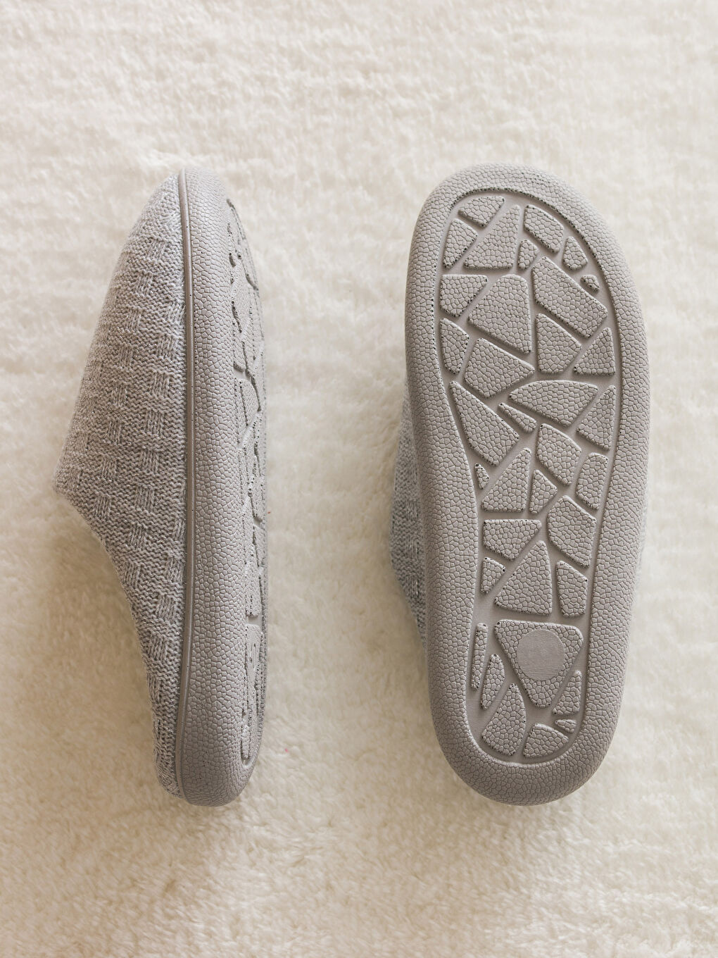 Gri Triko Kadın Ev Terliği-3