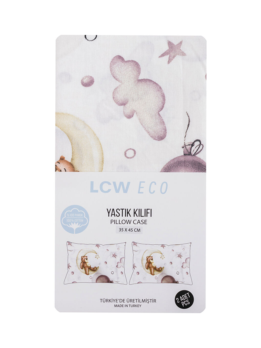 Kahverengi Baskılı Pamuklu Bebek Yastık Kılıfı 2'li  35x45 cm-2