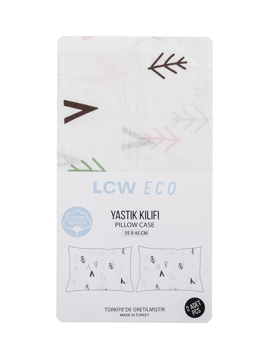 Pembe Baskılı Pamuklu Bebek Yastık Kılıfı 2'li  35x45 cm-2