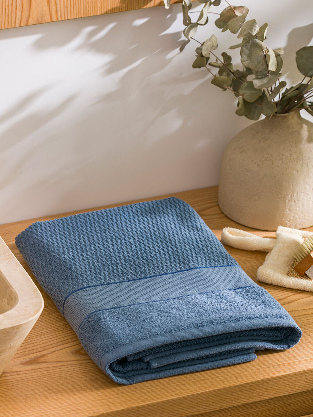 İndigo Düz Pamuklu Banyo Havlusu 70x140 cm-1