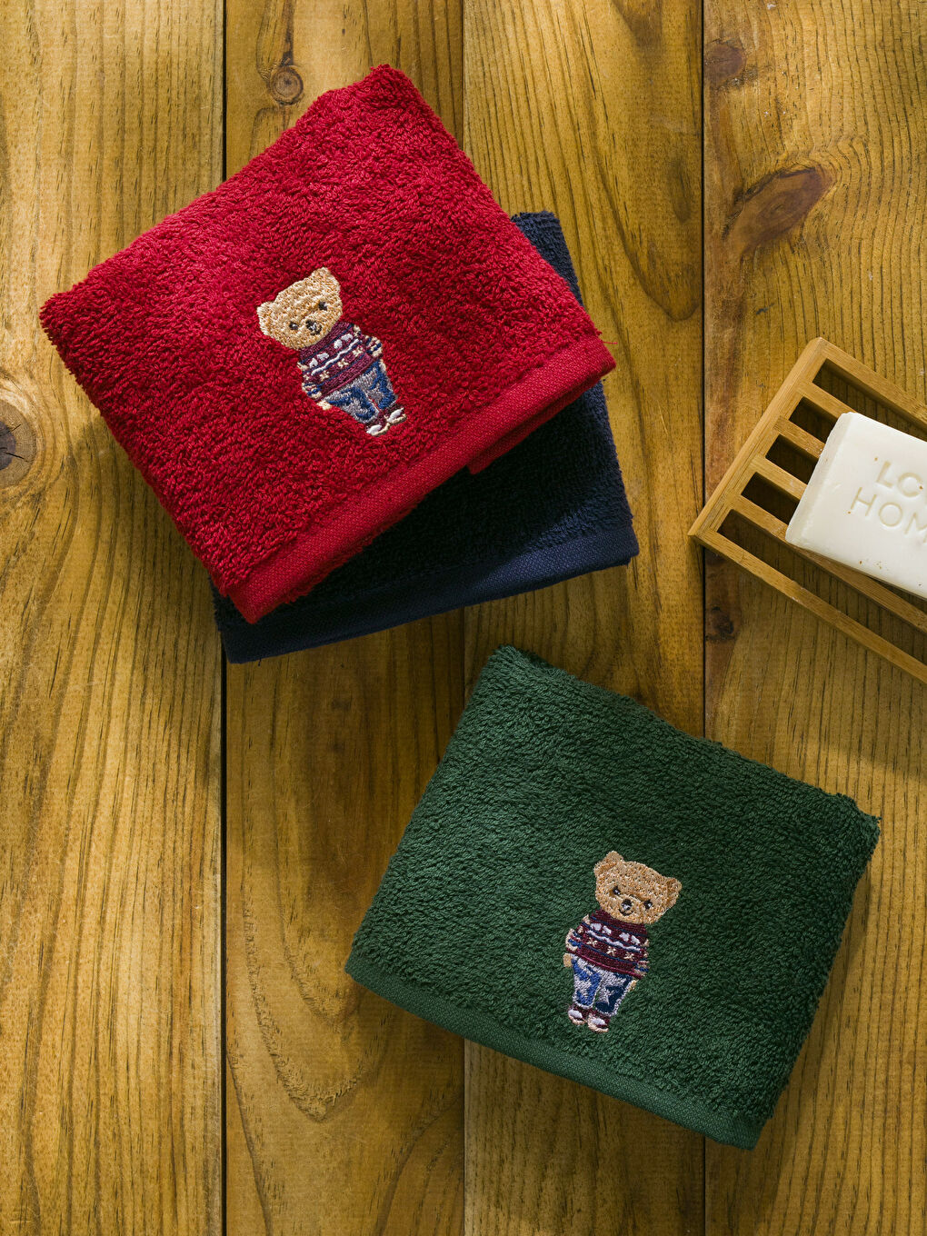 Teddy Bear Embroidered Hand Towel Set-2