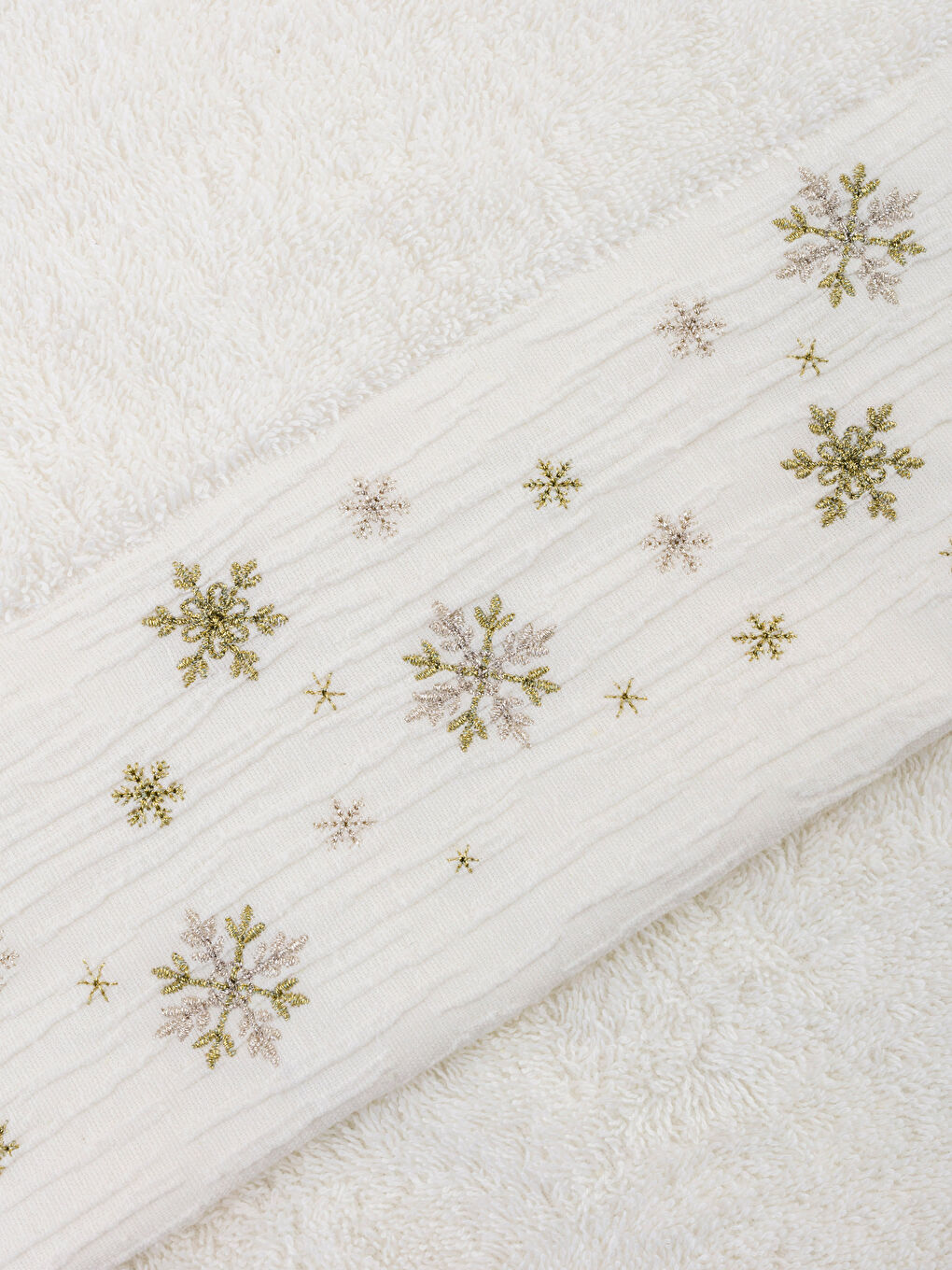 Ekru Yılbaşı Temalı Yüz Havlusu 50x80 cm-3