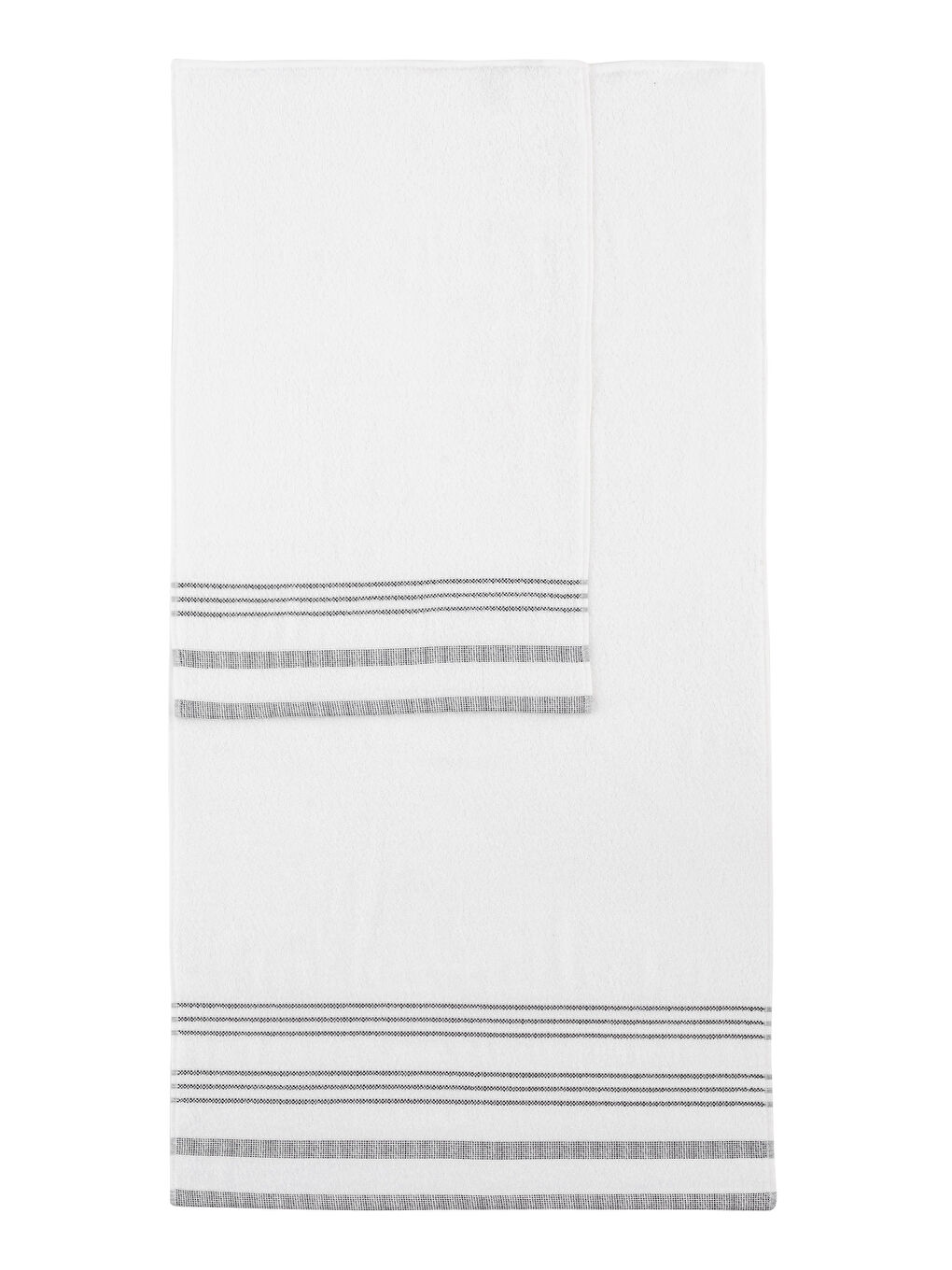 Beyaz Çizgili Pamuklu Havlu Seti 2'li-3