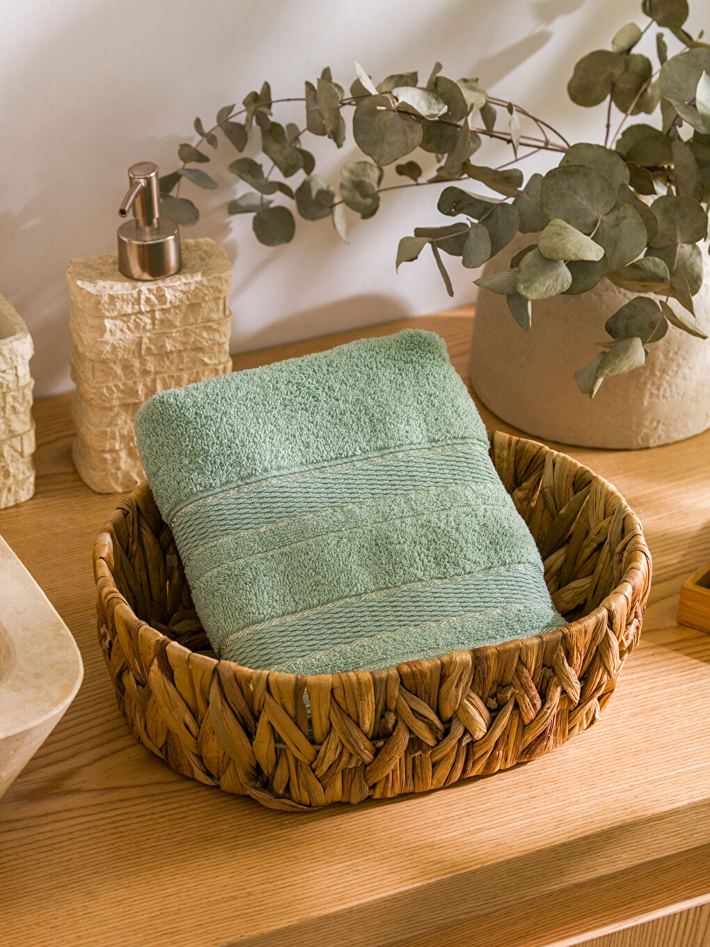 Turkuaz Çizgili Yüz Havlusu 50x80 cm-1