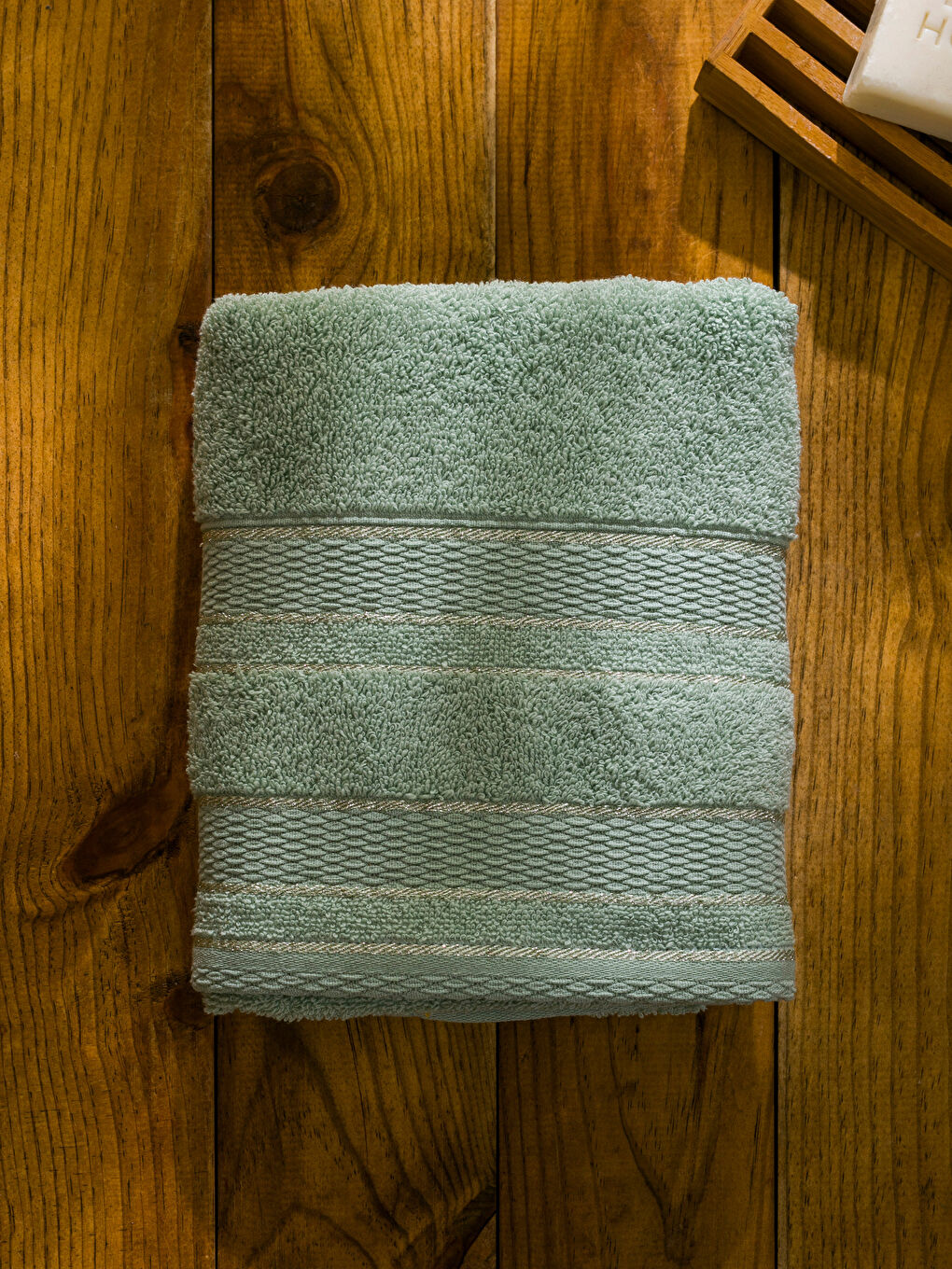 Turkuaz Çizgili Yüz Havlusu 50x80 cm-2