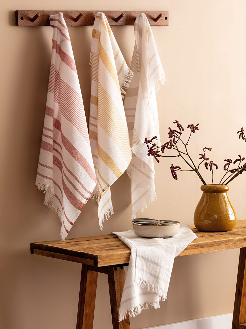 Striped Cotton Loincloth Drying Cloth Set of 4