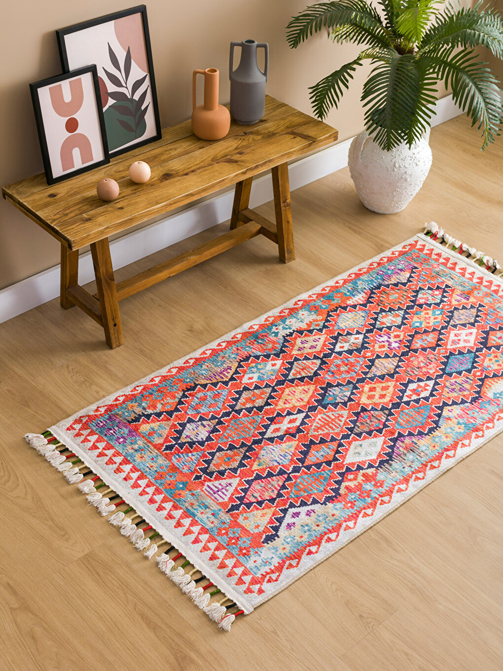 LCW HOME Ethnic Patterned Carpet 80x150 cm - W3I898Z8-F9C | LC Waikiki