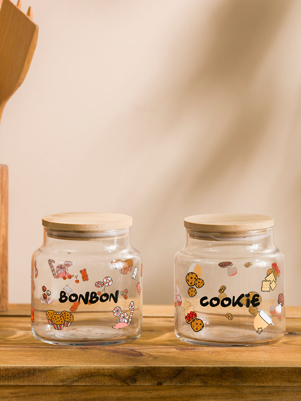 Karışık Ahşap Kapaklı 2 Parça Saklama Kabı 635 ml