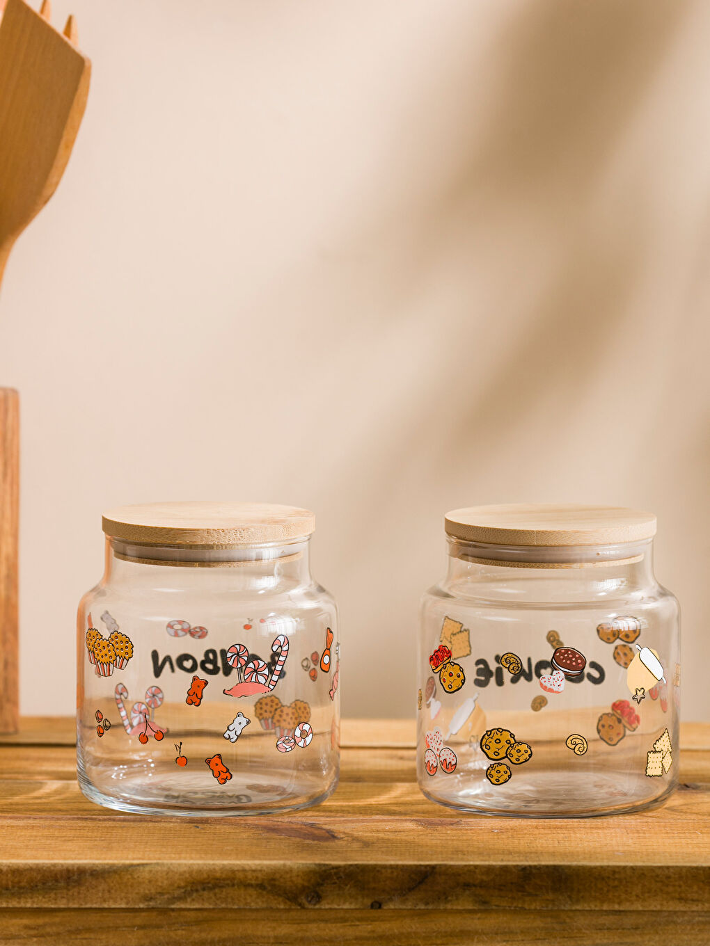 Karışık Ahşap Kapaklı 2 Parça Saklama Kabı 635 ml-1