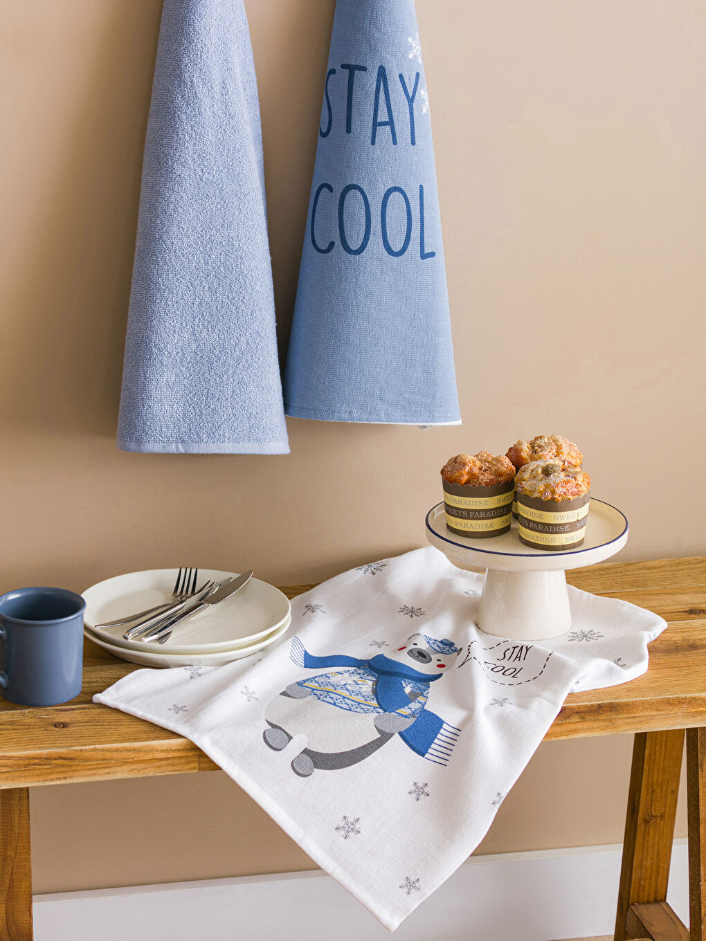 Mavi Baskılı Kurulama Bezi Seti-1