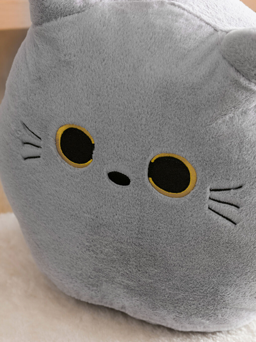 Gri Dolgulu Kedi Bebek Kırlent 38 cm-2