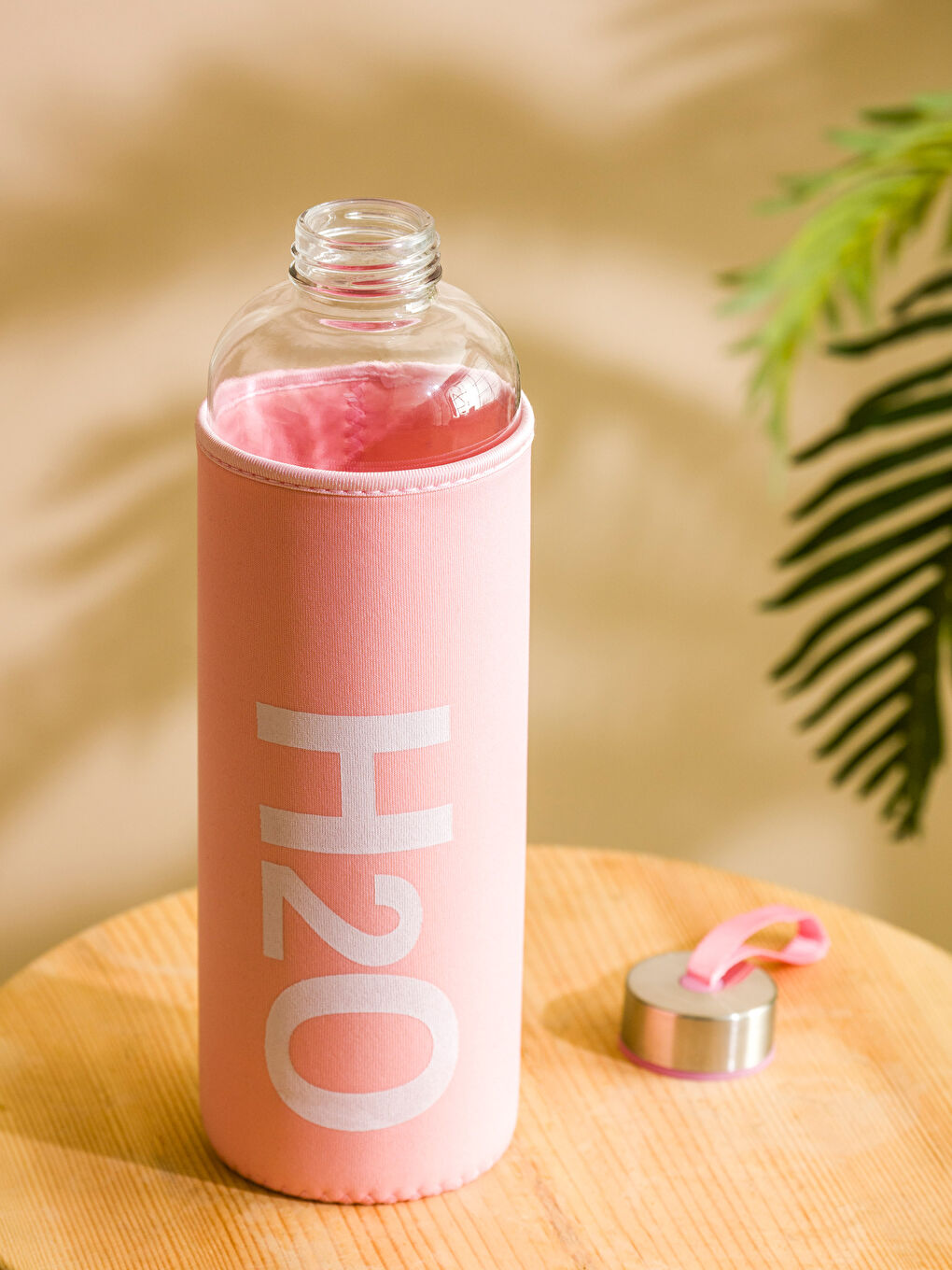 Pembe Cam Kılıflı Su Matarası 1000 ml-2