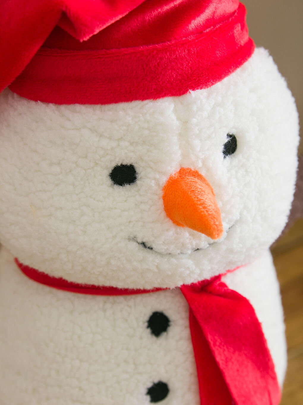 Beyaz Nakışlı Dolgulu Pelüş Kardan Adam Kırlent 50 cm-2