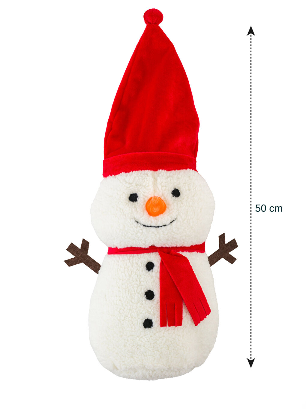 Beyaz Nakışlı Dolgulu Pelüş Kardan Adam Kırlent 50 cm-3