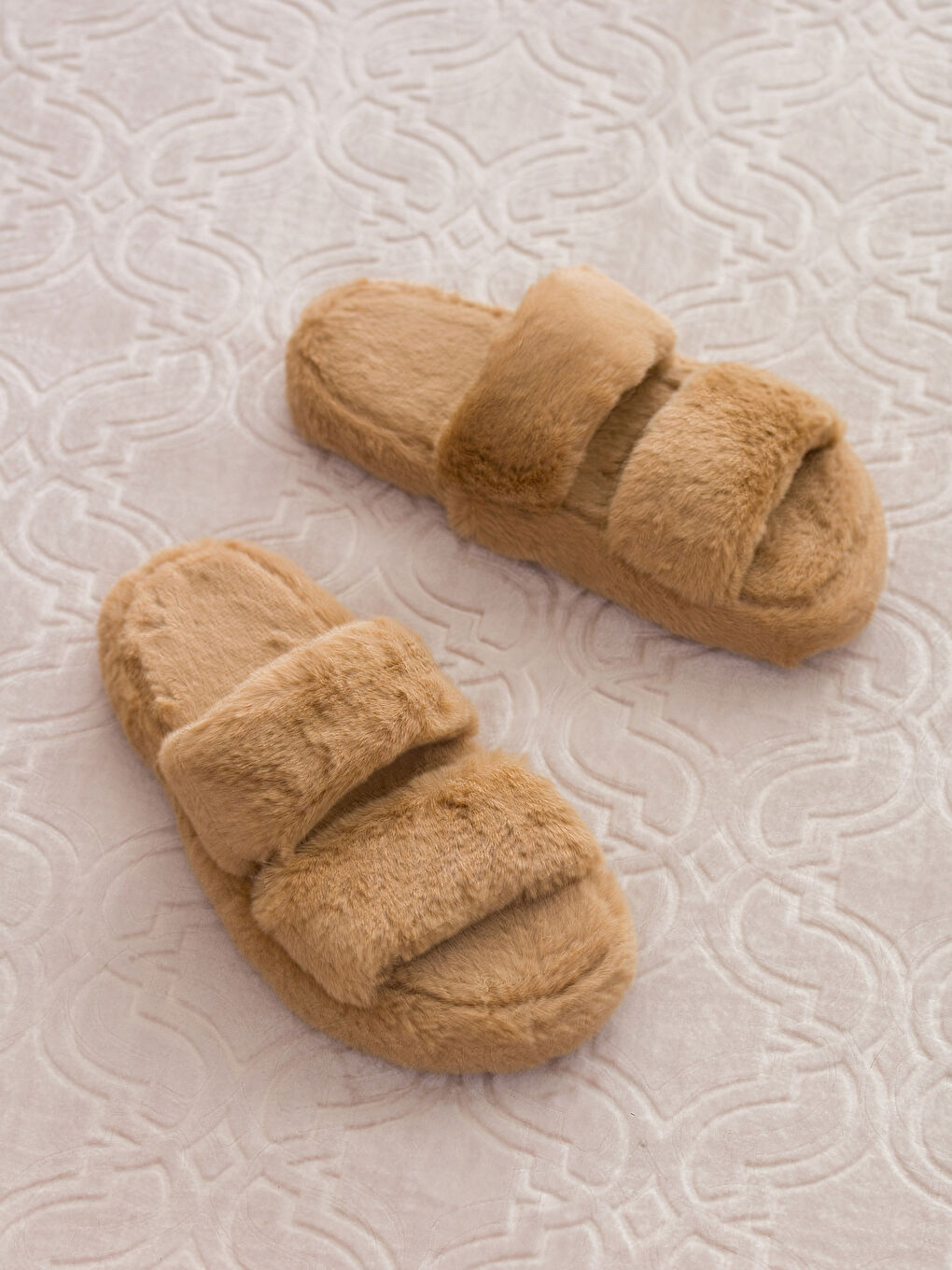 Double Band Women's Plush Indoor Slippers -S4CK75Z8-S6P