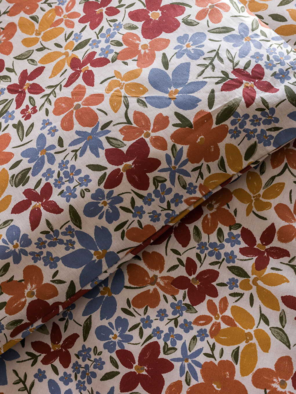 Karışık Çiçek Baskılı Çift Kişilik Nevresim Takımı-5