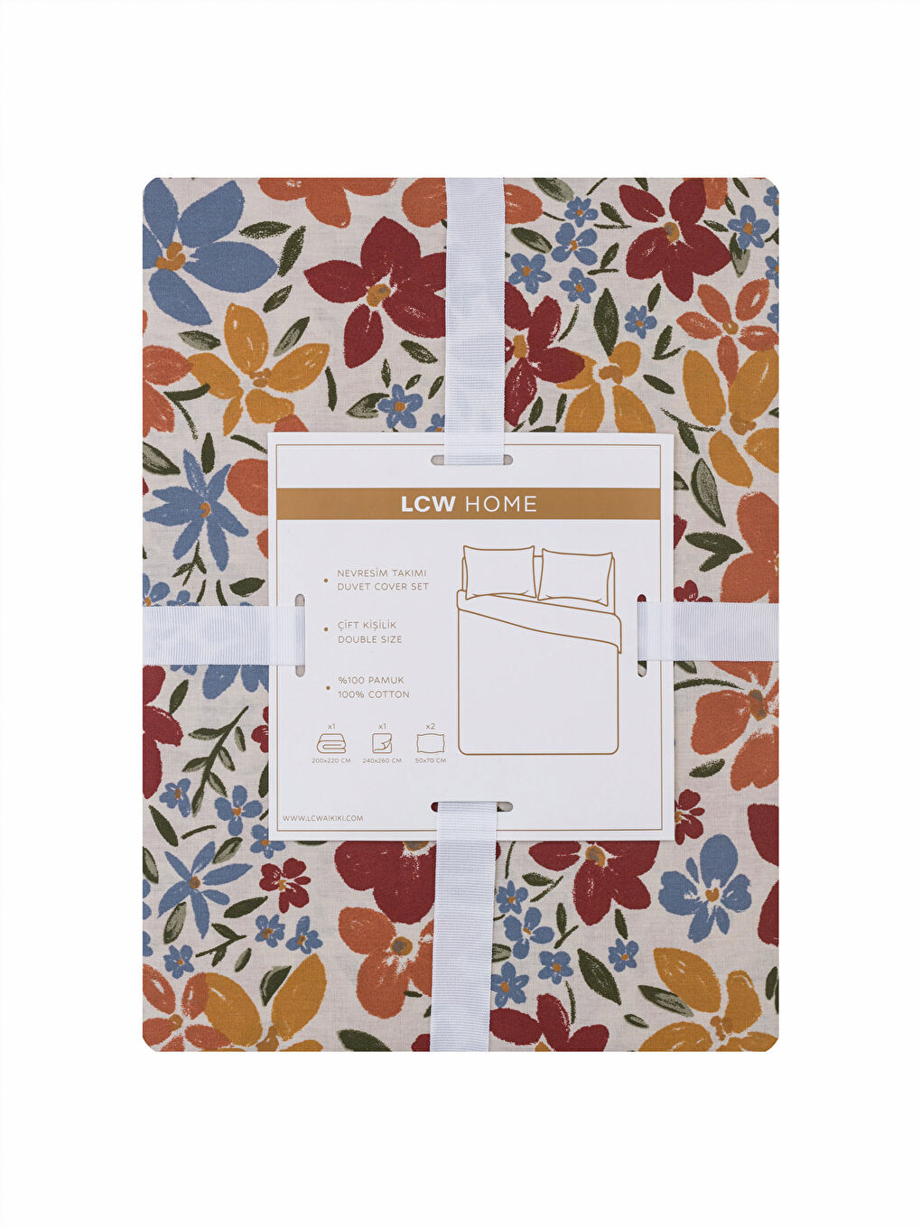 Karışık Çiçek Baskılı Çift Kişilik Nevresim Takımı-7