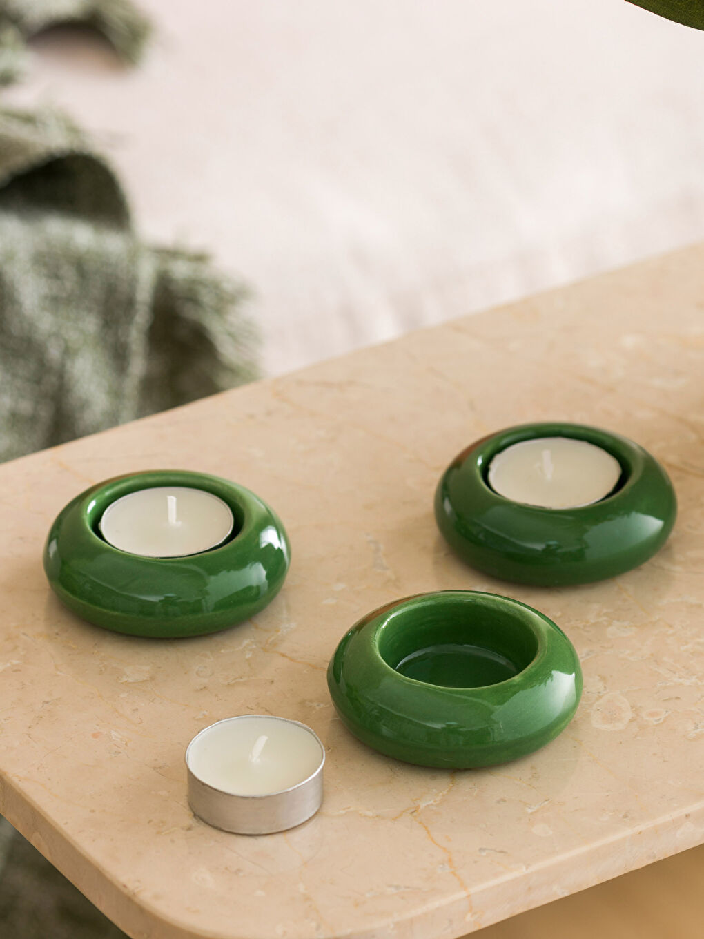 Yeşil 3'lü Mum Seti-2