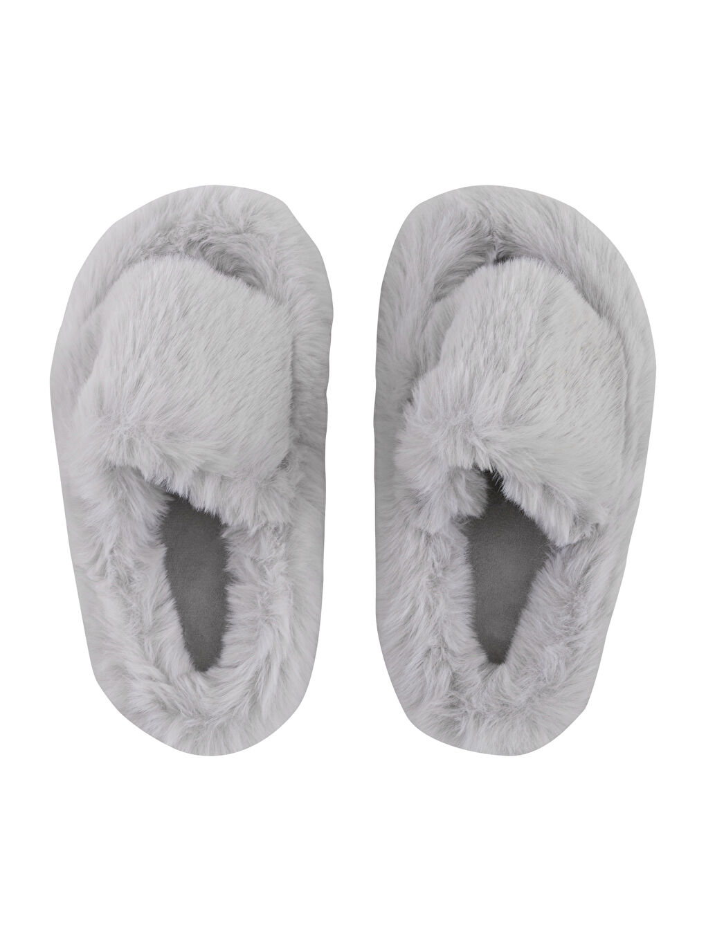 Gri Tek Bantlı Pelüş Kadın Ev Terliği-5