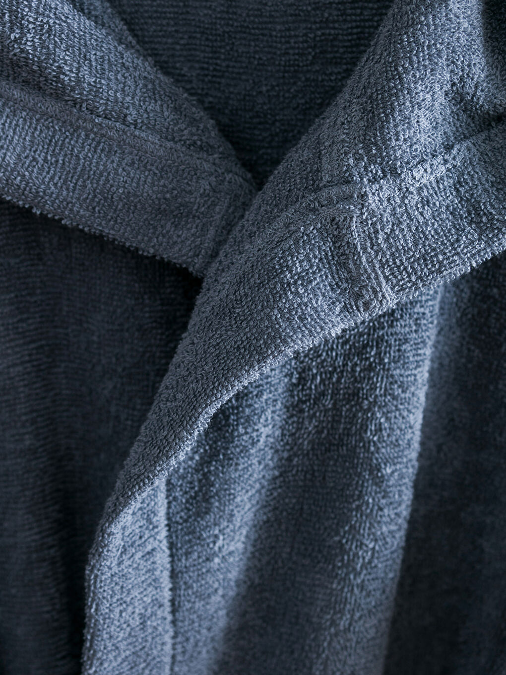 İndigo Düz Uzun Kapüşonlu Erkek Çocuk Bornoz-2