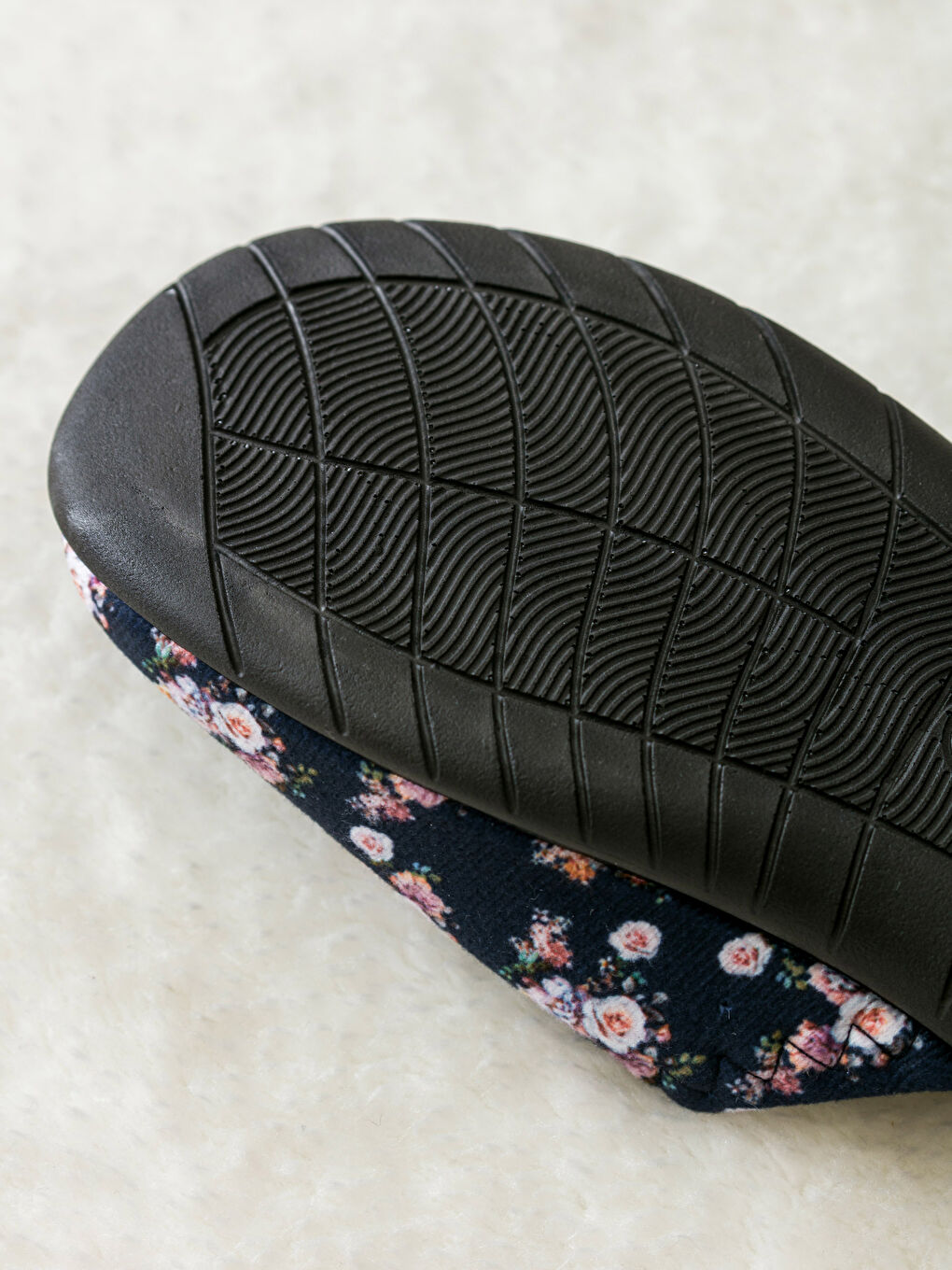 Lacivert Çiçek Baskılı Kadın Ev Terliği-4