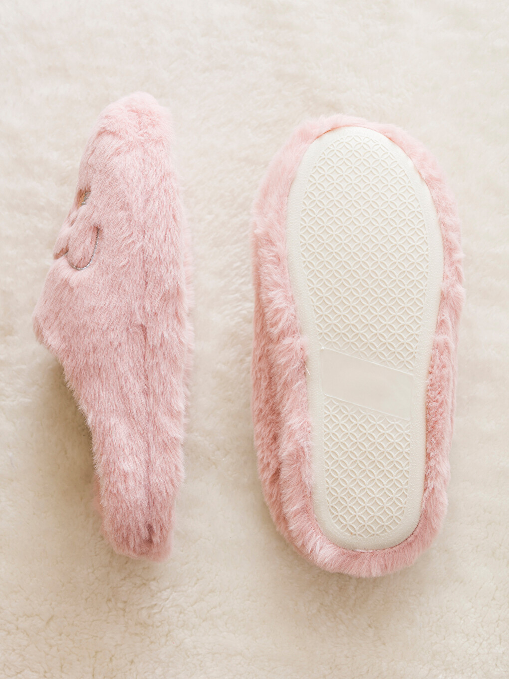 Cat Embroidered Plush Women's Home Slippers-3