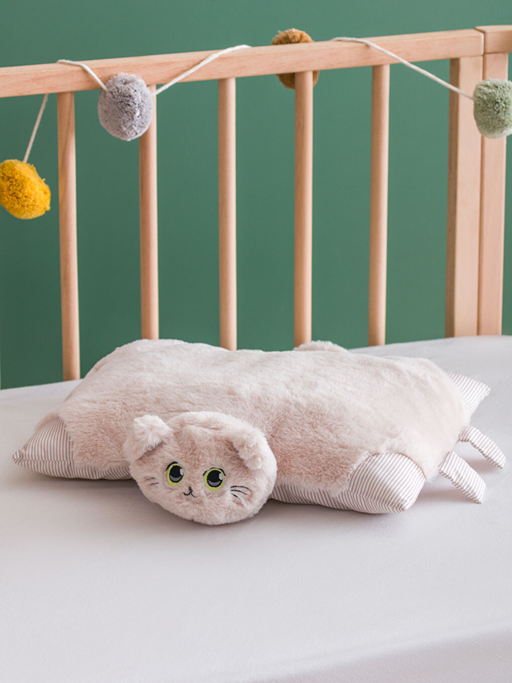 Cat Figured Plush Baby Cushion 28x40 cm -W48766Z1-TAS